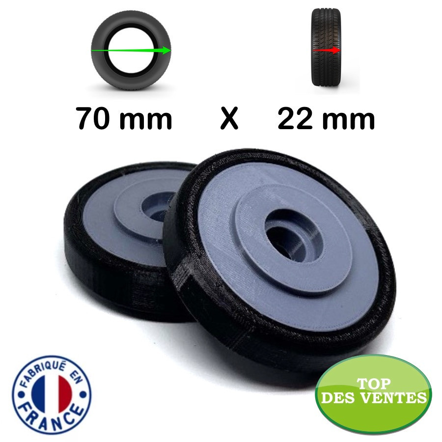 Pack 2 Roulettes universelles de sac de voyage 70mm x 22mm Pack 2 Roulettes universelles de sac de voyage 70mm x 22mm