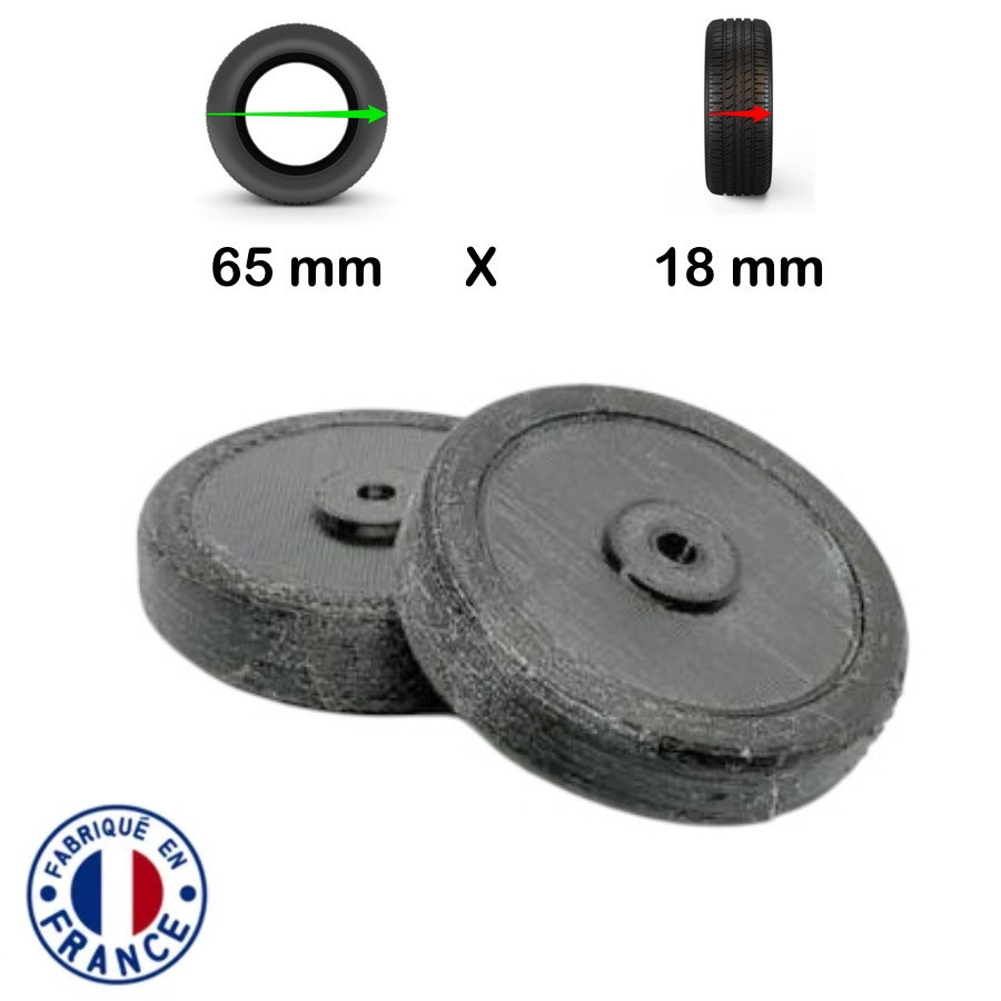 Pack 2 roulettes universelles de bagages 65mm x 18mm fin
