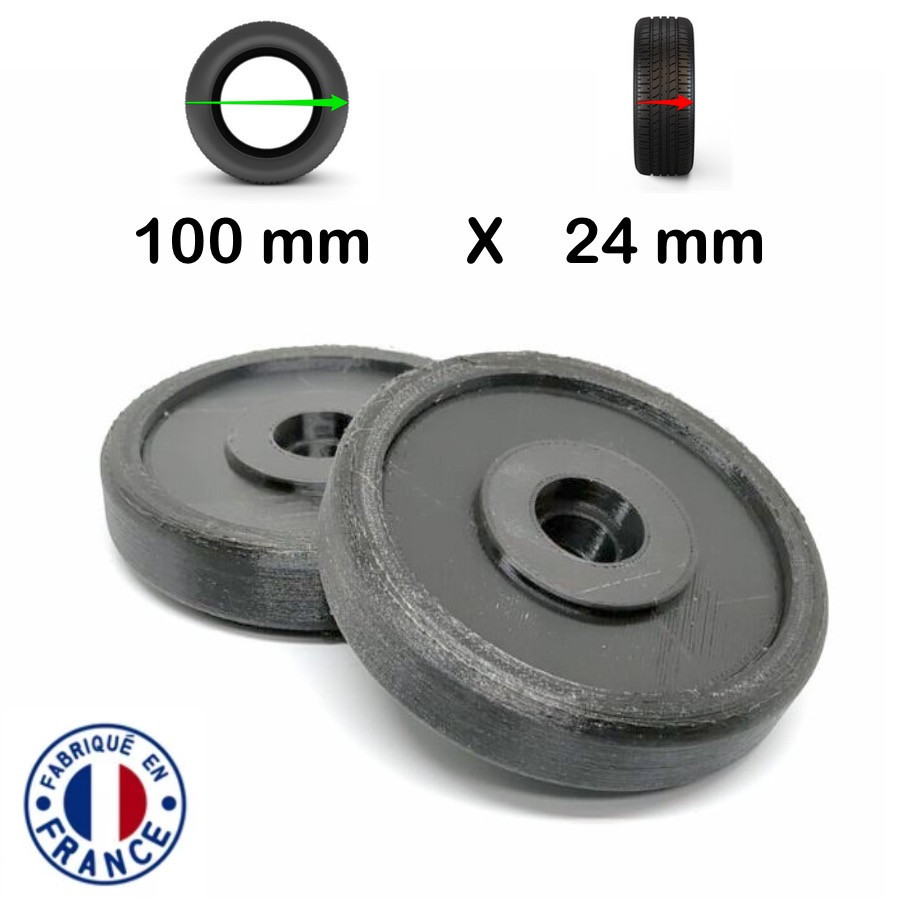 Pack 2 Roulettes universelles de sac de voyage 100mm x 24mm Pack 2 Roulettes universelles de sac de voyage 100mm x 24mm