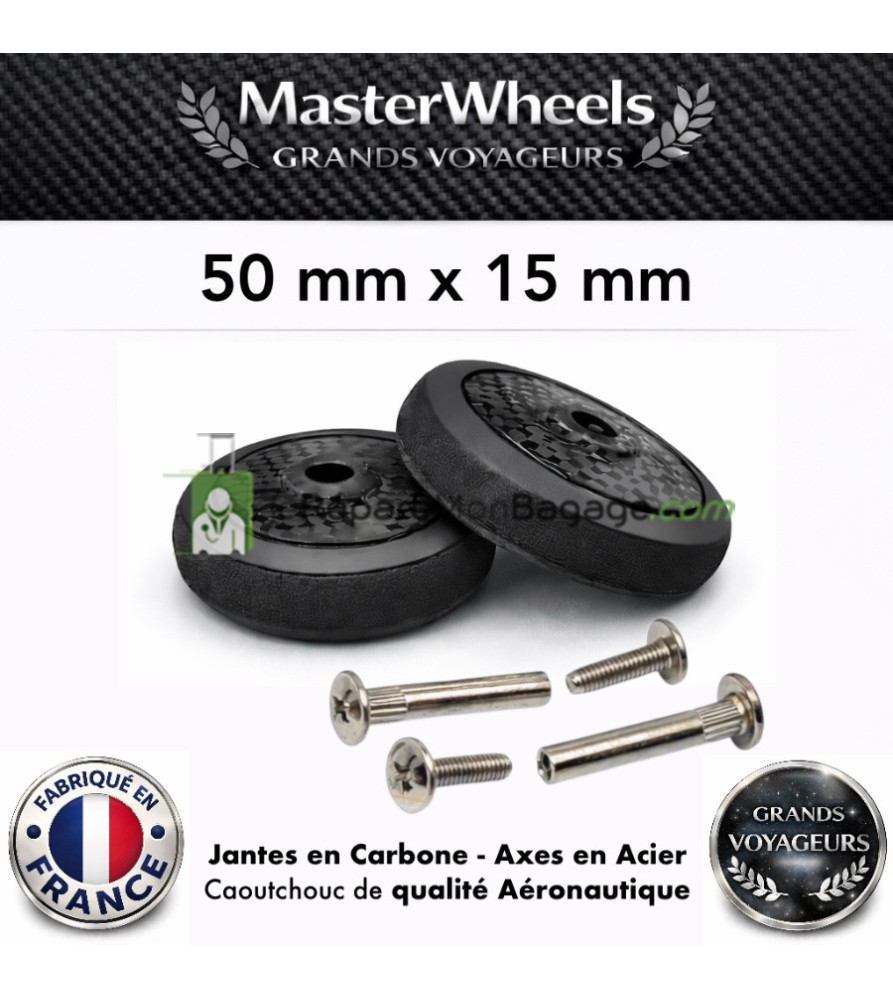 MasterWheels Carbone Grands Voyageurs 2 Jantes + 2 Bandes Roulantes 50mm x 15mm