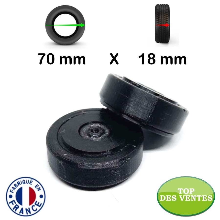 Pack 2 roulettes de bagages universelles 70mm x 18mm