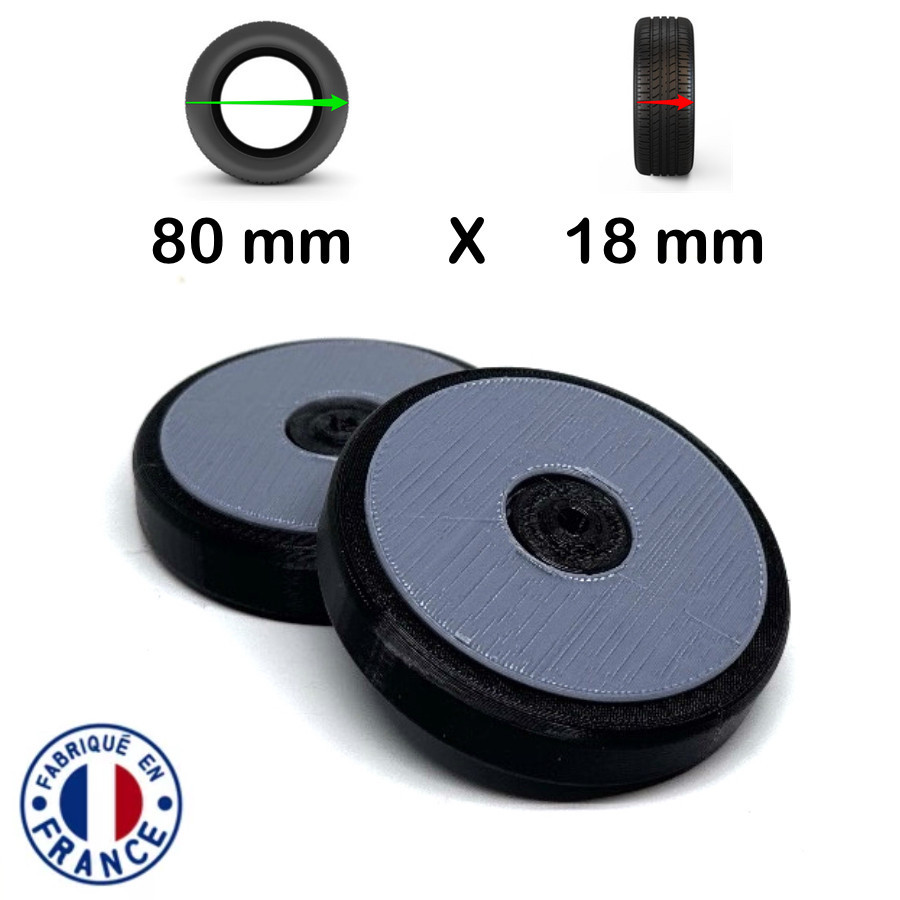 Pack 2 Roulettes universelles de bagages 80mm x 18mm Pack 2 Roulettes universelles de bagages 80mm x 18mm