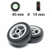 Kit 2 roulettes de bagages universelles 45mm x 15mm Kit 2 roulettes de bagages universelles 45mm x 15mm