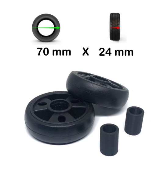 Pack 2 Roulettes de Valise 70mm * 24mm Delsey