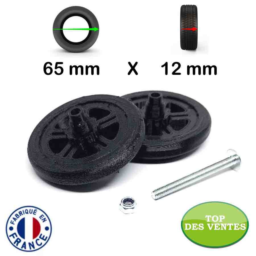 Pack 2 Roulettes Spécial Rimowa 65mm x 12mm pour réparer 1 Double Roue de Bagage Rimowa