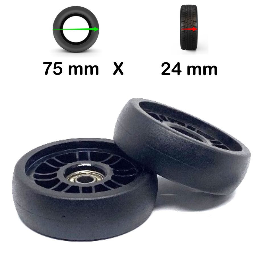 Pack 2 Roulettes universelles 75mm x 24mm Super Large