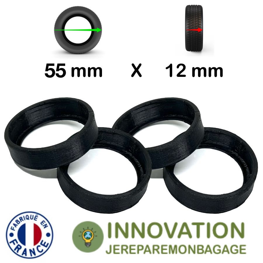 8 Protections Clipsables pour 4 Doubles-Roues de Valise PROTECT WHEELS 55mm x 12mm