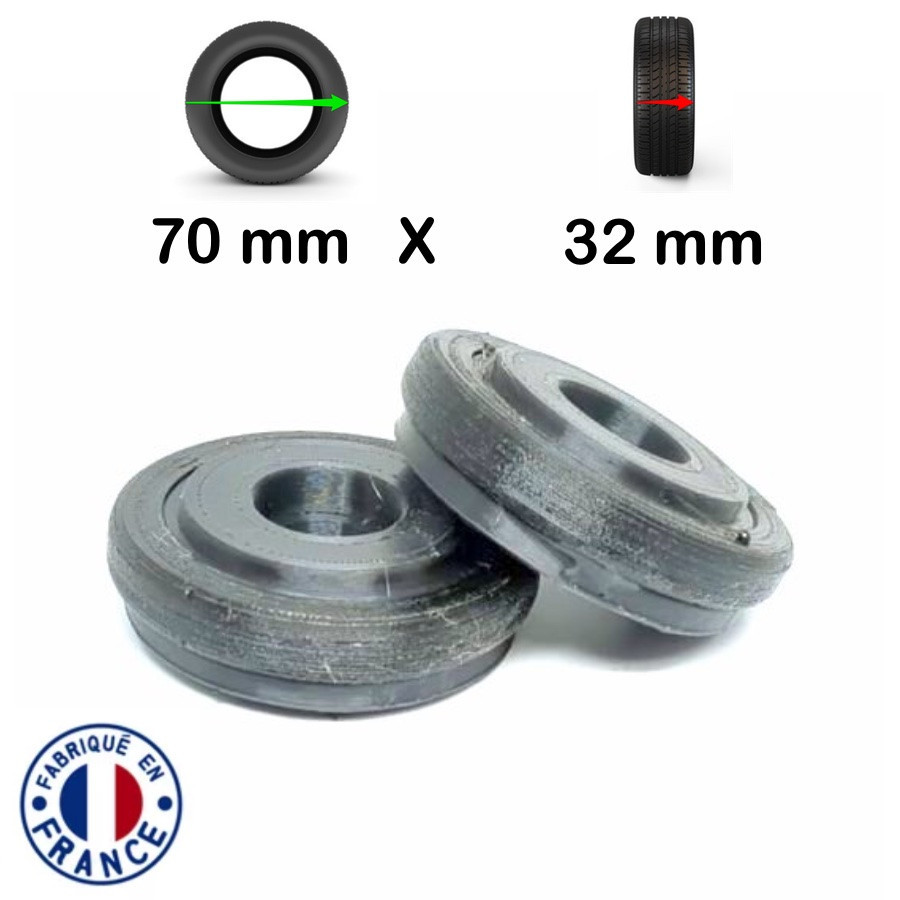 Pack 2 roulettes universelles de bagages XL Acier 70mm x 32mm