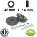 Kit 2 roues universelles de bagages 45mm x 14mm