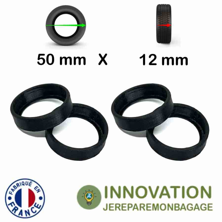 8 Protections Clipsables pour 4 Doubles-Roues de Valise PROTECT WHEELS 50mm x 12mm