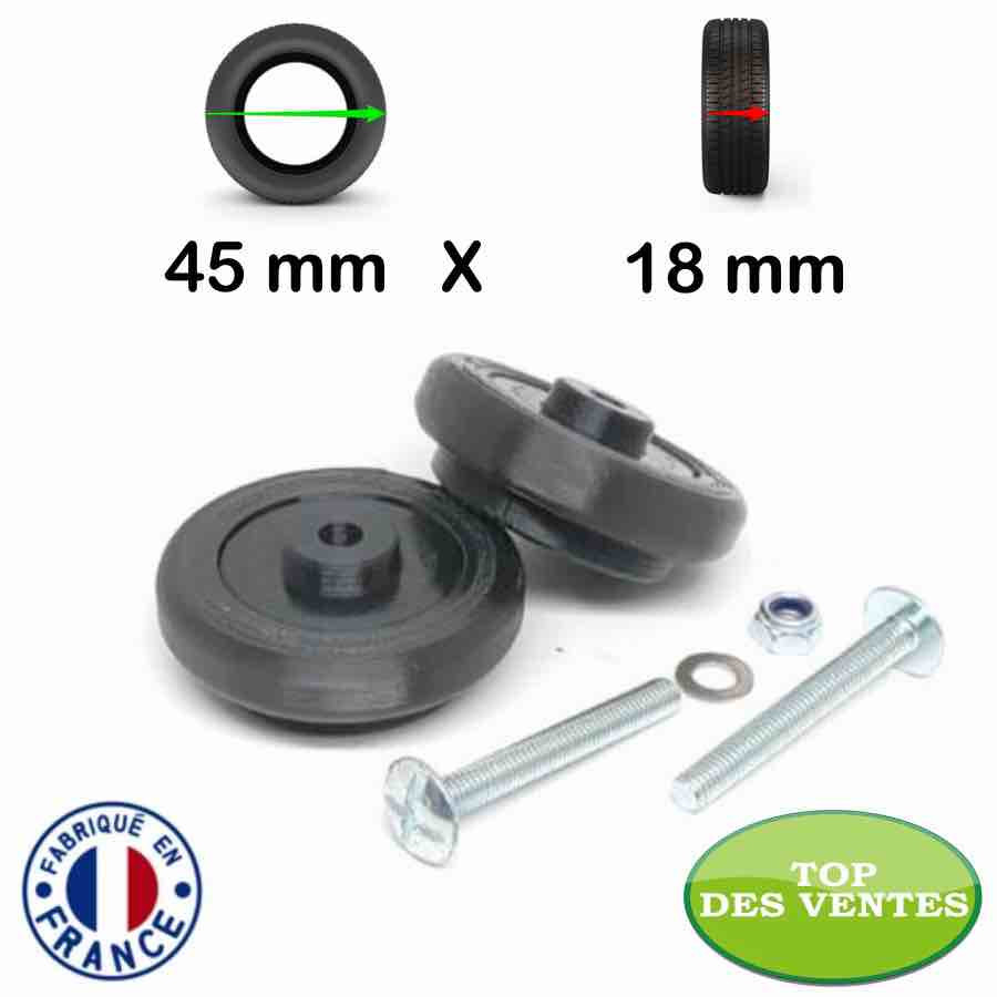 Pack 2 roulettes universelles de bagages Extreme Acier 45mm x 18mm