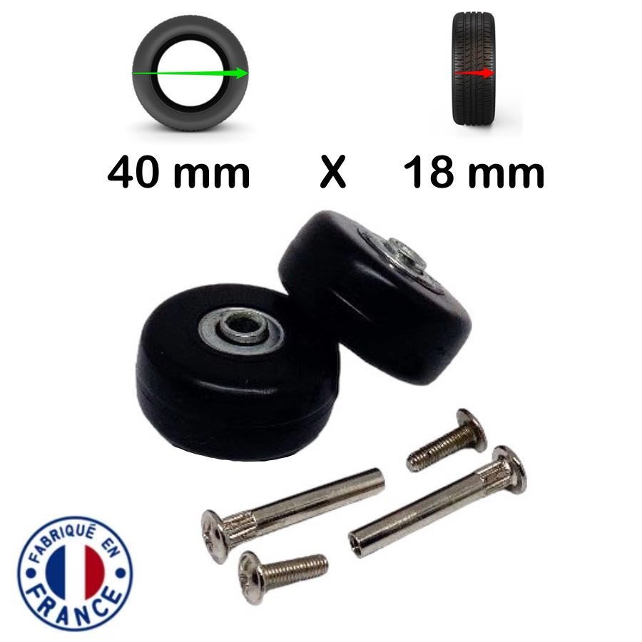Pack 2 roulettes universelles de bagages 40mm Bearing Pack 2 roulettes universelles de bagages 40mm Bearing