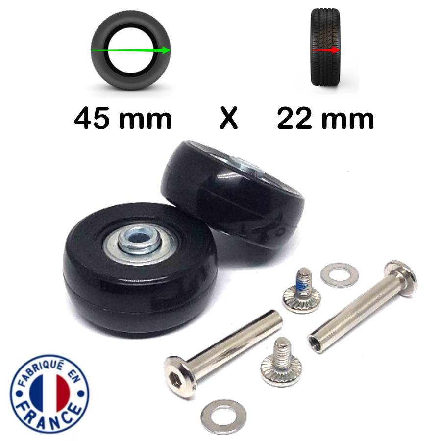 Pack 2 roulettes universelles de bagages 45mm Bearing Version