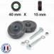 Pack 2 roulettes universelles de bagages Hummer Acier 40mm x 15mm