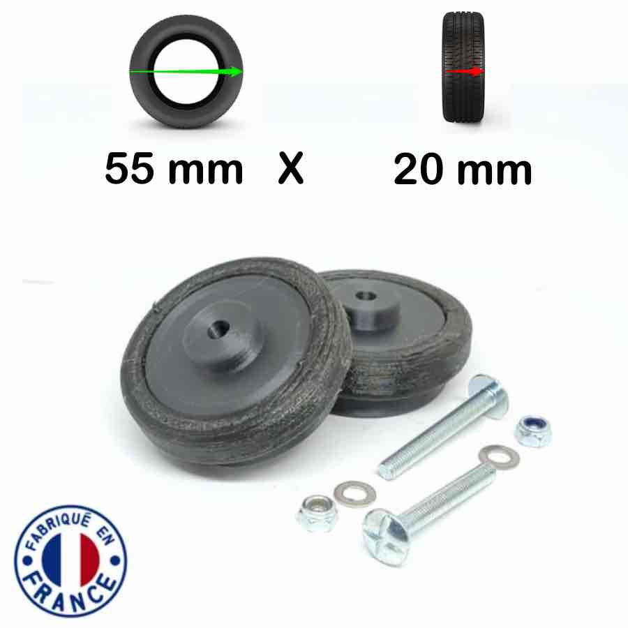 Kit 2 roulettes universelles de Bagages Acier 55mm x 20mm