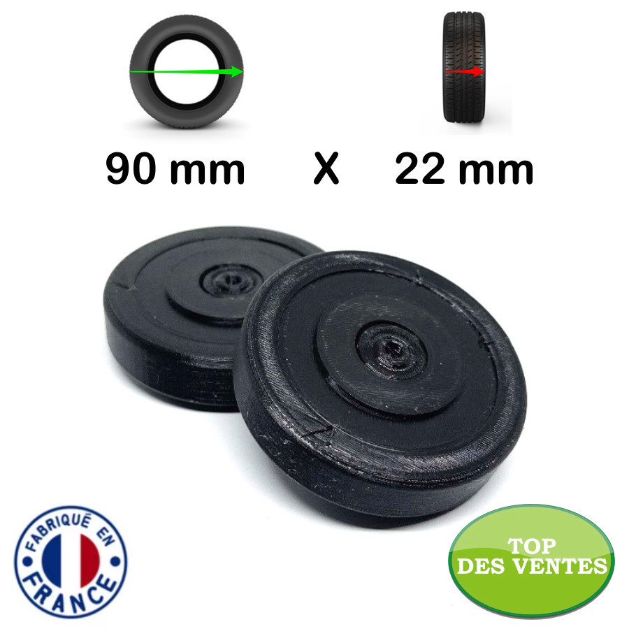 Pack 2 Roulettes universelles de sac de voyage 90mm x 22mm