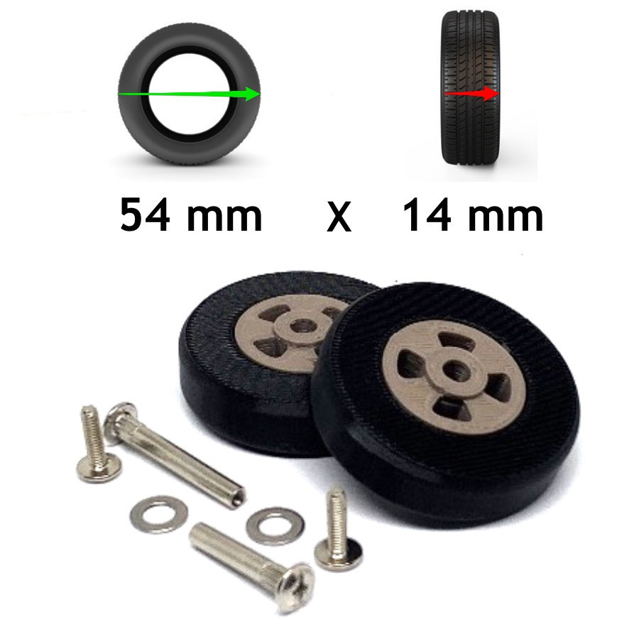 Pack 2 roulettes de bagages universelles 54mm X 14mm Spécial Samsonite