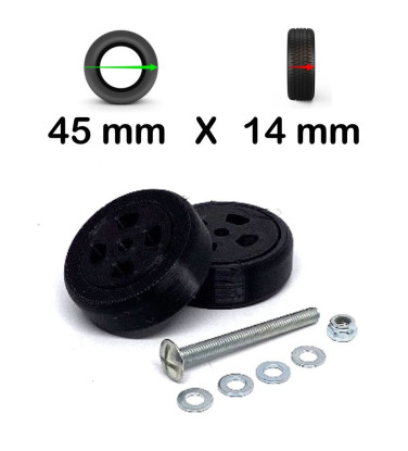Kit Double roue de bagages universelles 45mm Pour Réparer 1 Double Roue (45*14mm)