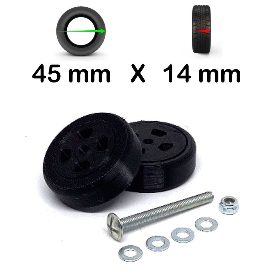 Kit Double roue de bagages universelles 45mm Pour Réparer 1 Double Roue (45mm x 14mm)