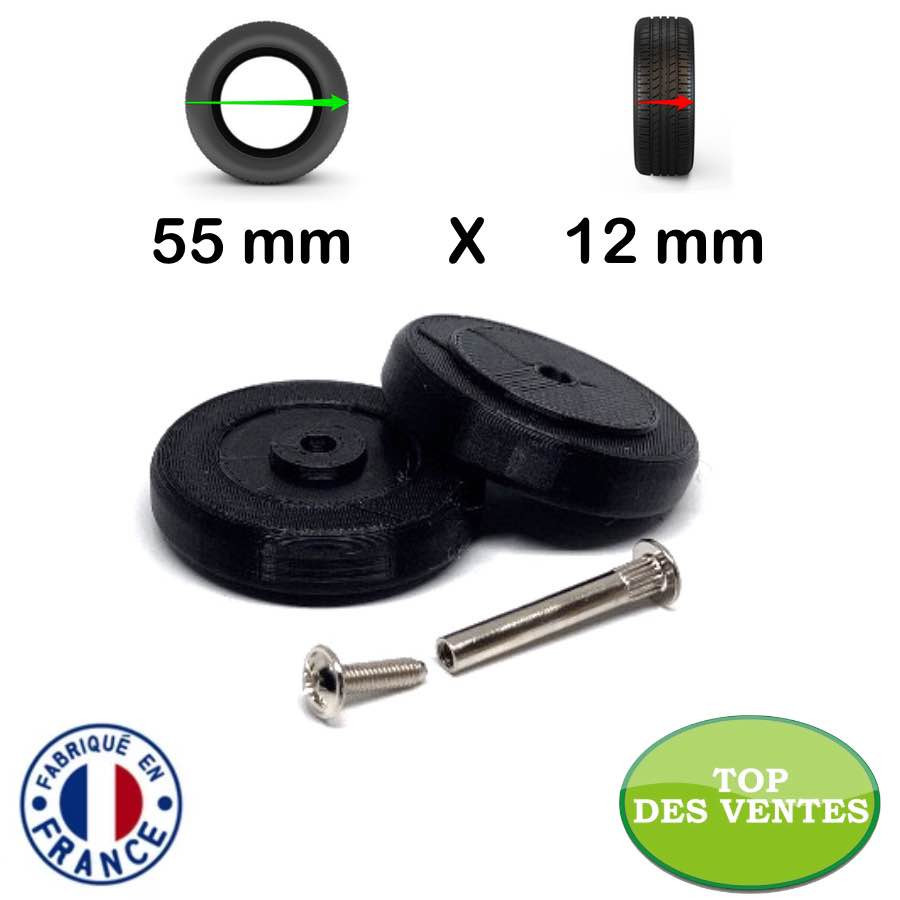 Pack 2 roulettes universelles de bagages 55mm x 12mm Pour réparer 1 Double Roue
