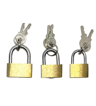 3 cadenas à clé en laiton pour valise et bagage