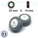 Pack 2 roulettes universelles de bagages Extrême Acier 25mm x 15mm