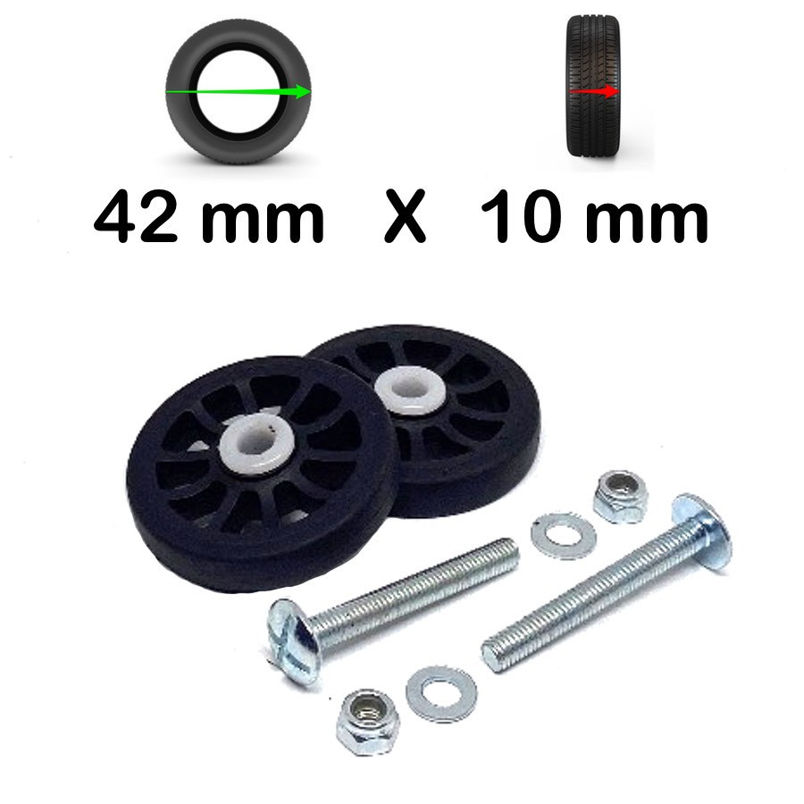Pack 2 roulettes universelles de bagages Acier 42mm x 10mm
