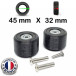 Pack 2 roulettes universelles de bagages Acier 45mm x 32 mm Pack 2 roulettes universelles de bagages Acier 45mm x 32 mm