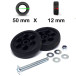Pack 2 Roulettes Acier 50mm x 12mm universelles pour réparer 1 Double Roue de Bagage