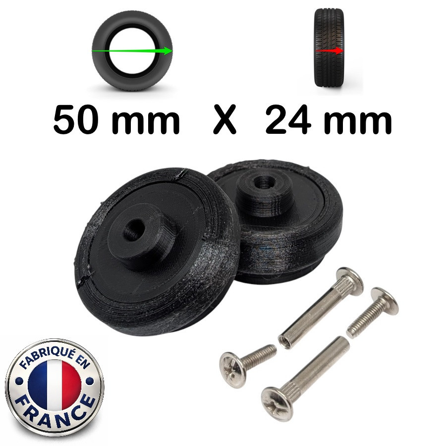 Pack 2 roulettes de bagages universelles 50mm x 24mm Monster