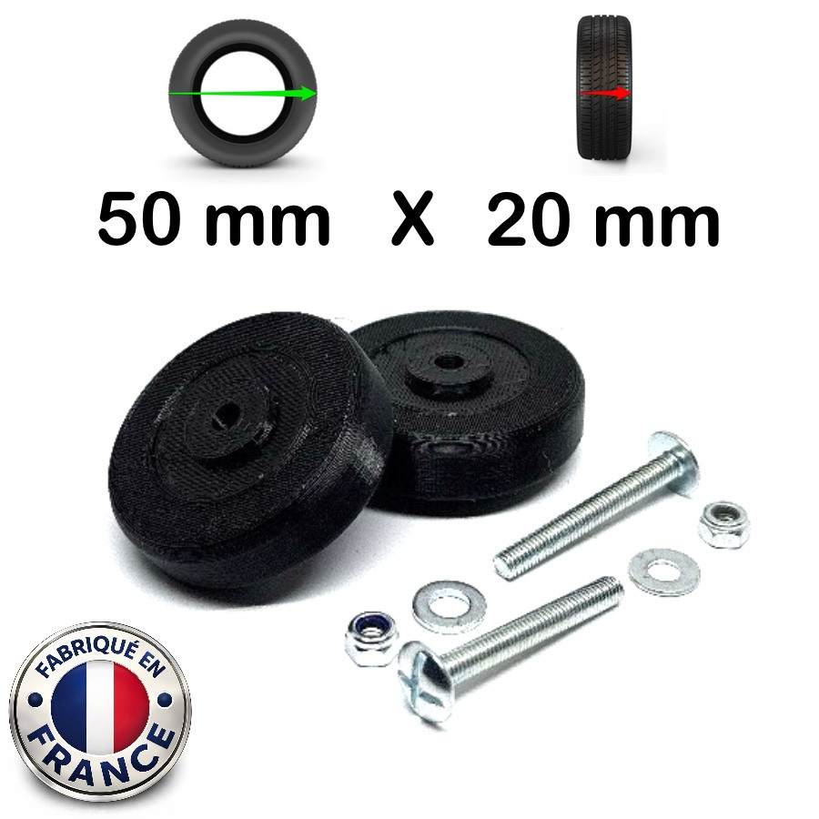 Pack 2 roulettes universelles de bagages Acier 50mm x 20 mm