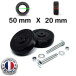 Pack 2 roulettes universelles de bagages Acier 50mm x 20 mm