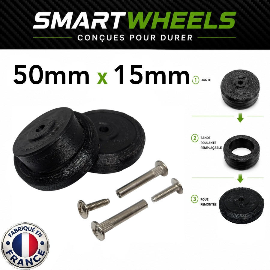 Kit Complet SmartWheels 2 Jantes + 2 Bandes Roulantes 50mm x 15mm