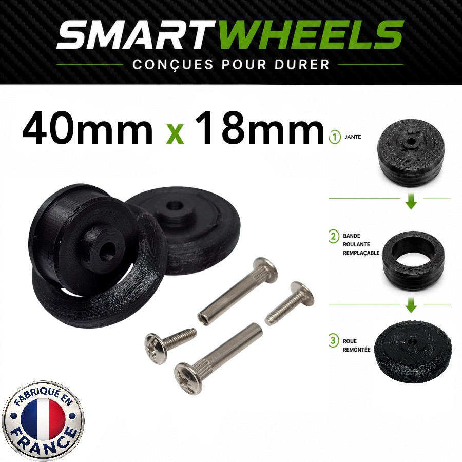 Kit Complet SmartWheels 2 Jantes + 2 Bandes Roulantes 40mm x 18mm
