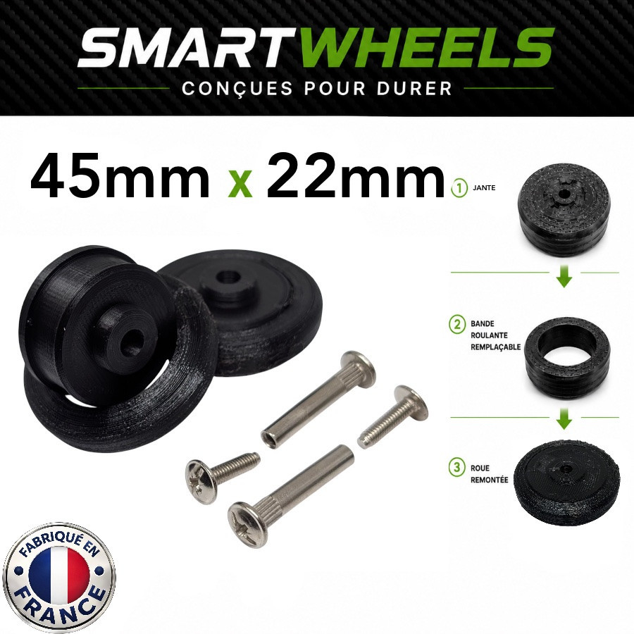 Kit Complet SmartWheels 2 Jantes + 2 Bandes Roulantes 45mm x 22mm Large