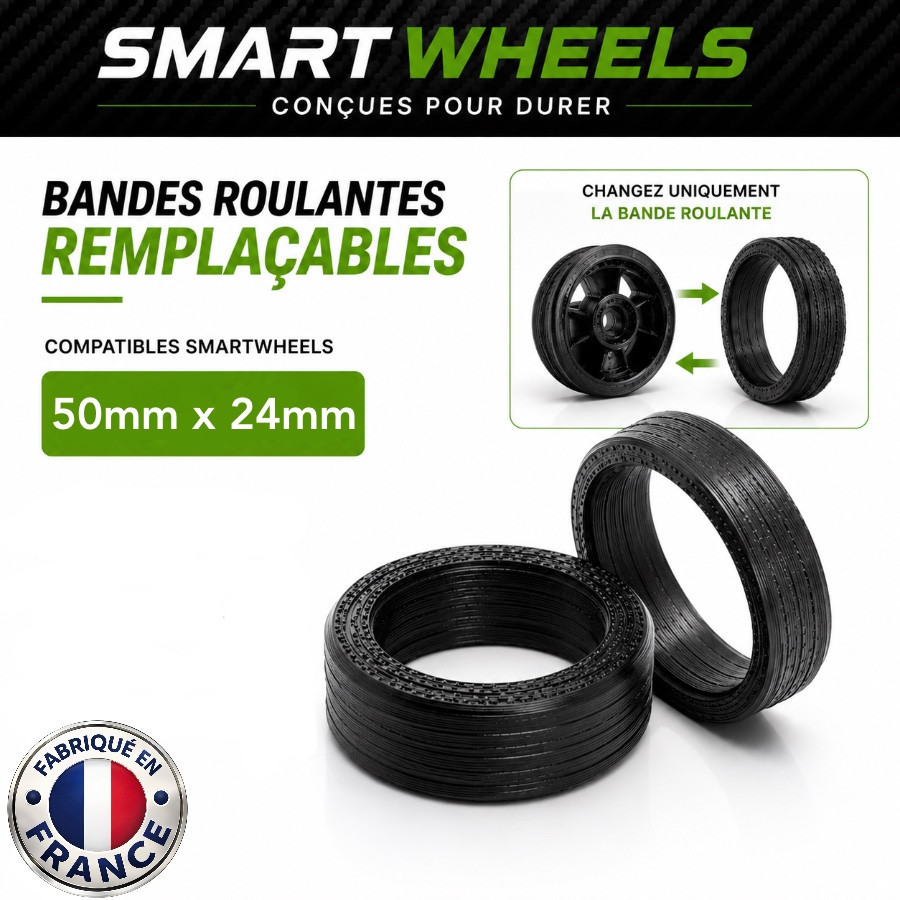 Recharge de 2 Bandes Roulantes SmartWheels 50mm x 24mm Monster - ADAPTABLES SUR NOS JANTES 50*24mm EXCLUSIVEMENT Recharge de 2 Bandes Roulantes SmartWheels 50mm x 24mm Monster - ADAPTABLES SUR NOS JANTES 50*24mm EXCLUSIVEMENT