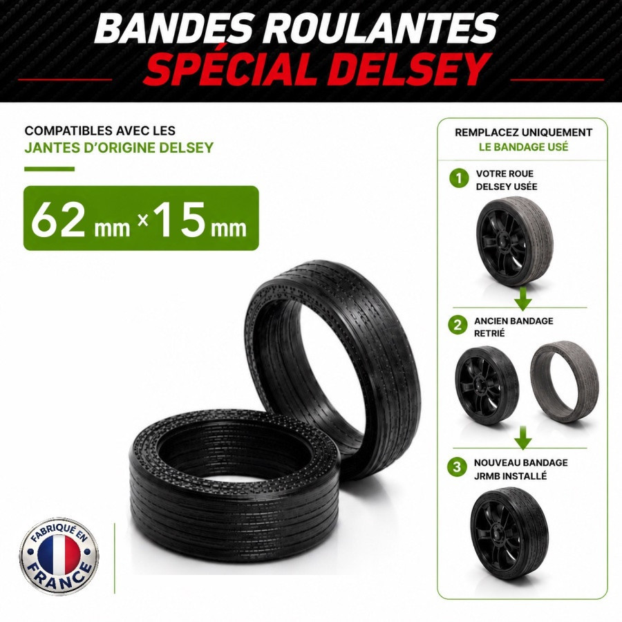 Pack 2 Bandes roulantes Endurance 62x15 Spécial Delsey