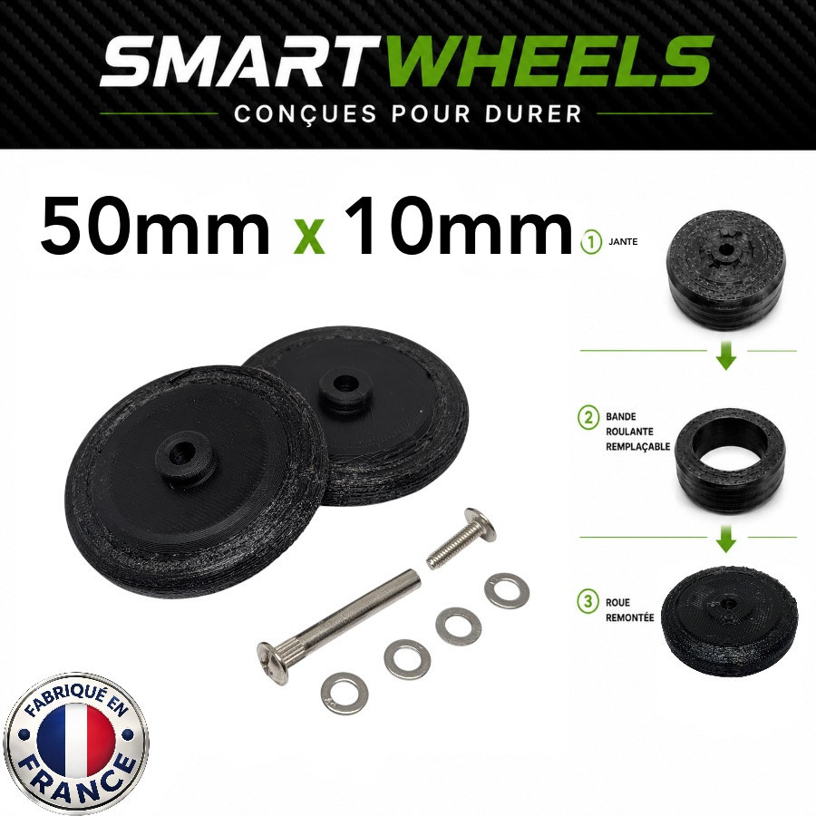 Kit Complet SmartWheels 2 Jantes + 2 Bandes Roulantes 50mm x 10mm