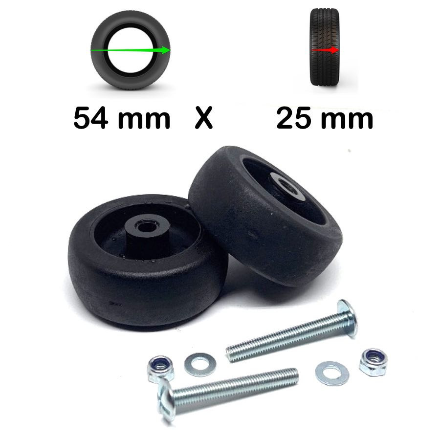 Pack 2 roulettes universelles de bagages Acier 54mm x 25mm