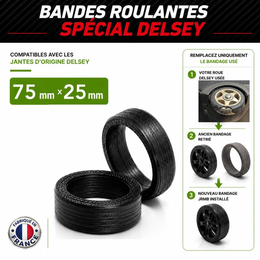 Pack 2 Bandes roulantes Endurance 75mm x 25mm Spécial Delsey Pack 2 Bandes roulantes Endurance 75mm x 25mm Spécial Delsey