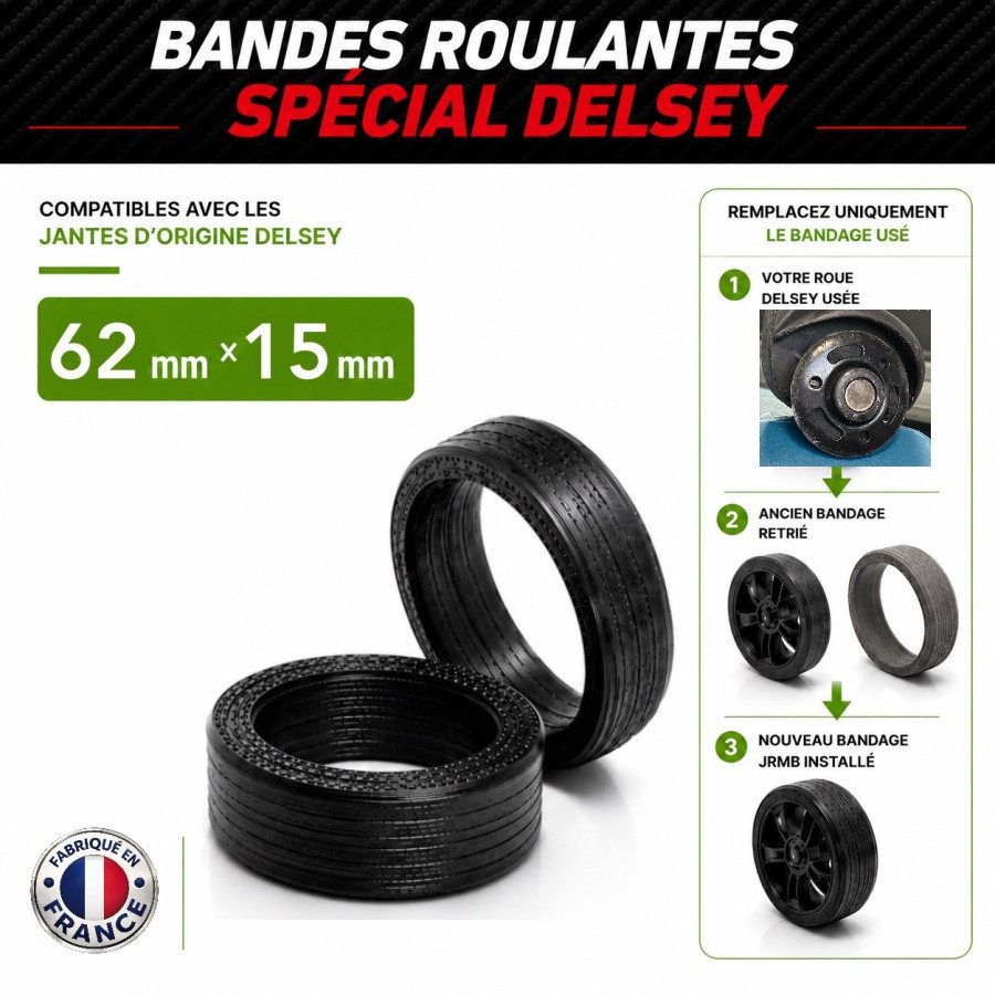 Pack 2 Bandes roulantes Endurance 62mm x 15mm Spécial Delsey