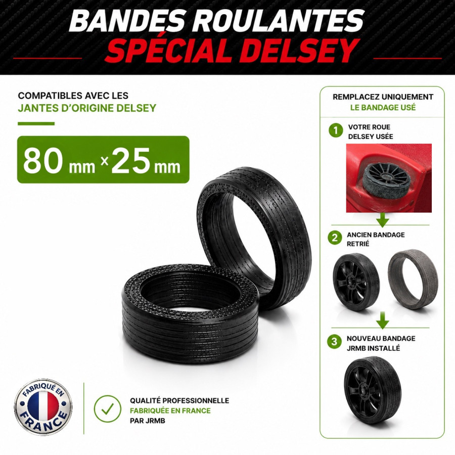 Pack 2 Bandes roulantes Endurance 80mm x 25mm Spécial Delsey