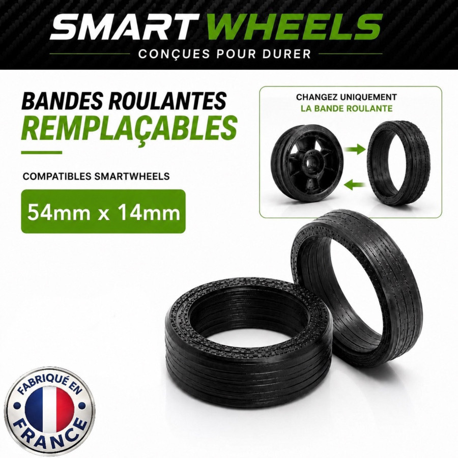 Recharge de 2 Bandes Roulantes SmartWheels 55mm x 14mm - ADAPTABLES SUR NOS JANTES 55*14mm EXCLUSIVEMENT Recharge de 2 Bandes Roulantes SmartWheels 55mm x 14mm - ADAPTABLES SUR NOS JANTES 55*14mm EXCLUSIVEMENT