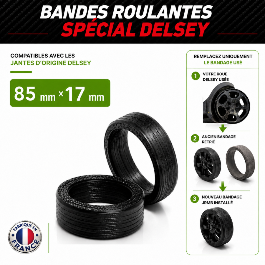 Pack 2 Bandes roulantes Endurance 85mm x 17mm Spécial Delsey Pack 2 Bandes roulantes Endurance 85mm x 17mm Spécial Delsey