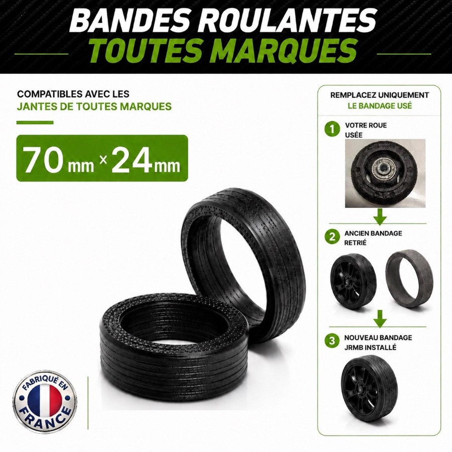 Pack 2 Bandes roulantes Endurance 70mm x 24mm Pack 2 Bandes roulantes Endurance 70mm x 24mm