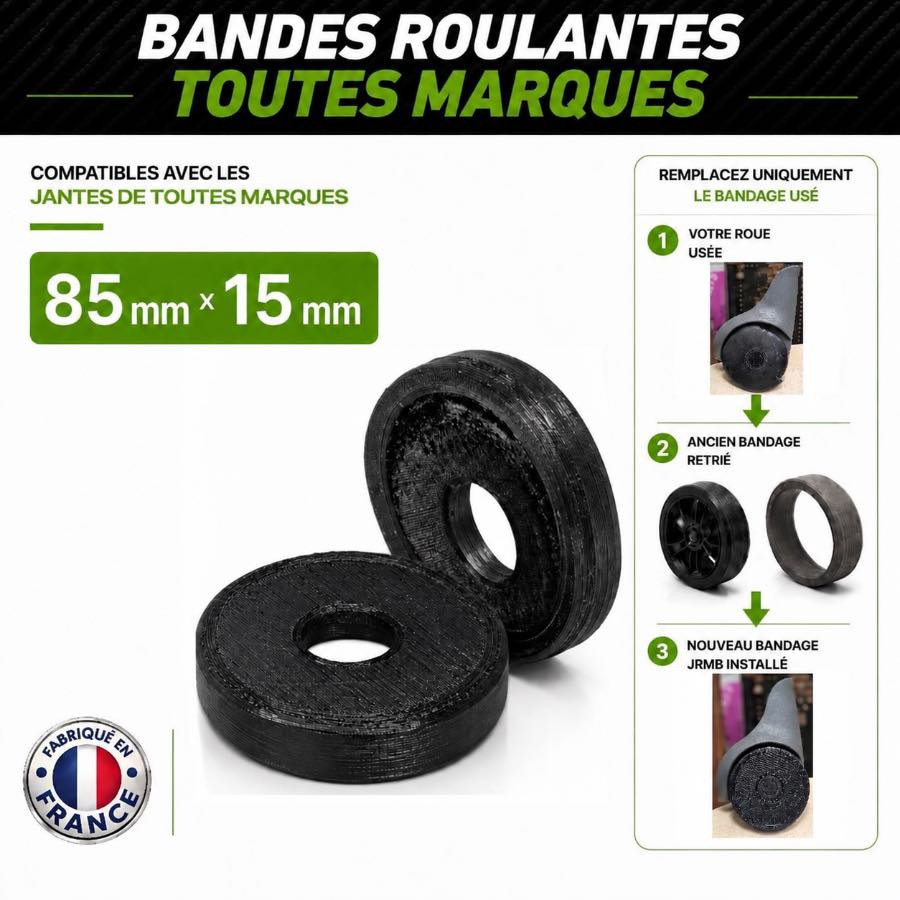 Pack 2 Bandes roulantes Endurance 85mm x 15mm Pack 2 Bandes roulantes Endurance 85mm x 15mm