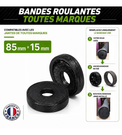 Bandes roulantes pour valise 2 roues | Jeu de 2