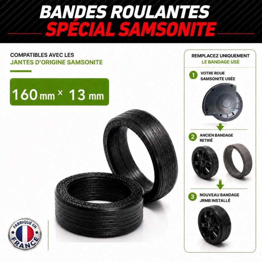 2 Bandes Roulantes Endurance 160mm x 13mm Spécial Samsonite 2 Bandes Roulantes Endurance 160mm x 13mm Spécial Samsonite