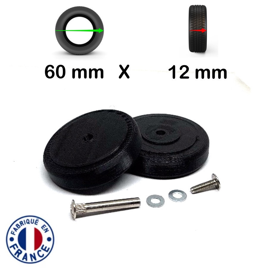 Pack 2 roulettes de bagages universelles 60mm x 12mm Pour réparer 1 Double Roue Pack 2 roulettes de bagages universelles 60mm x 12mm Pour réparer 1 Double Roue