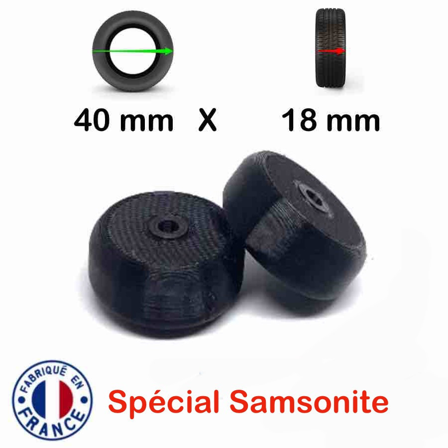 Pack 2 roulettes de bagages Acier 40mm x 18mm Spécial Samsonite